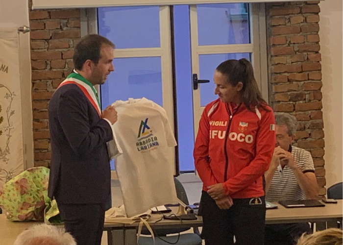 Roberto Azzoni, Sindaco di Abbadia Lariana e l'atleta Giorgia Pelacchi