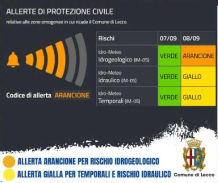 Meteo allerta arancione domenica 9 settembre 2024