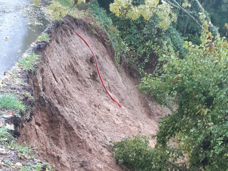 Frana a Galbiate in frazione Villa Vergano