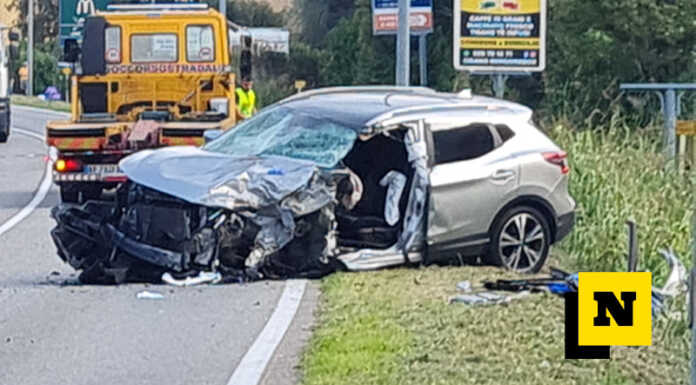 Olginate, incidente in via Spluga tra autoarticolato e auto Olginate incidente auto