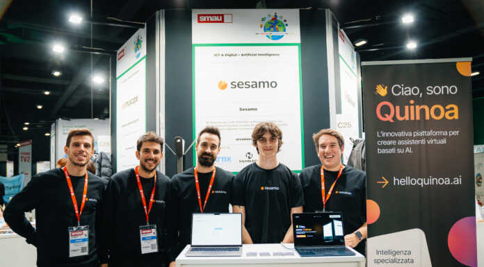 Sesamo, l’unica startup lecchese a SMAU, punta sull’AI Lorenzo Invernizzi, Dario Anghileri, Giulio Dell'Oro, Andrea Colombo, Marco Mariella