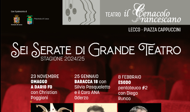 Al via la nuova rassegna teatrale del Teatro Cenacolo Francescano