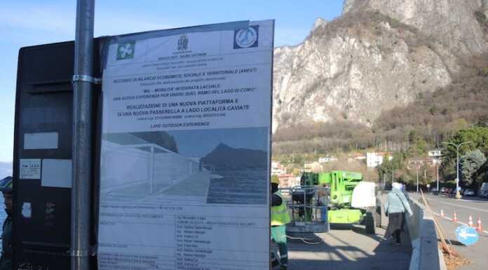 Piattaforma sportiva alle Caviate: ripresi i lavori, sarà pronta per febbraio cantiere passerella caviate lecco