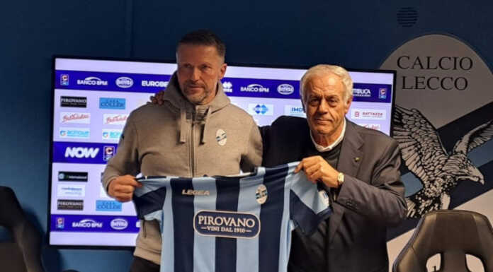 Calcio Lecco. Valente: “Voglio riaccendere subito il fuoco” Federico Valente e Aniello Aliberti Calcio Lecco feb 2025