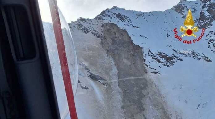 Una grossa frana si è staccata dalla “Punta Tre Amici” sul Monte Rosa