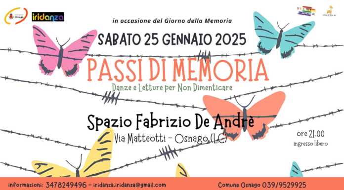 Osnago: “Passi di memoria” per rendere omaggio alle vittime dell’Olocausto