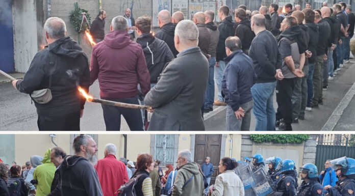 Tensioni attorno alla fiaccolata in ricordo dei repubblichini, scontri davanti al municipio