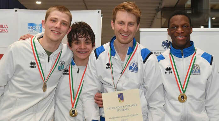 Scherma. La sciabola maschile lecchese promossa in B1 Piacenza squadra sciabola maschile 20250401