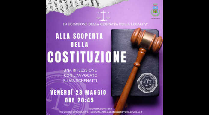Airuno celebra la giornata della Legalità con un incontro sulla Costituzione