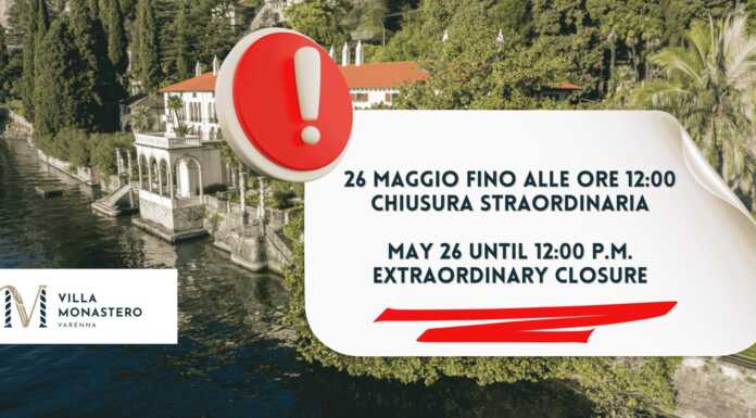 Manutenzione nel Giardino Botanico, Villa Monastero chiude la mattina del 26 maggio