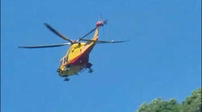 Caduta sui monti sopra Valmadrera, intervento dell’elisoccorso