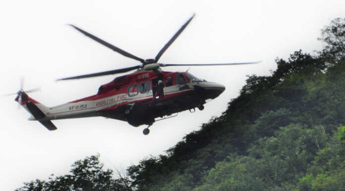 Drago dei Vigili del Fuoco sul San Martino per un’esercitazione Drago San Martino