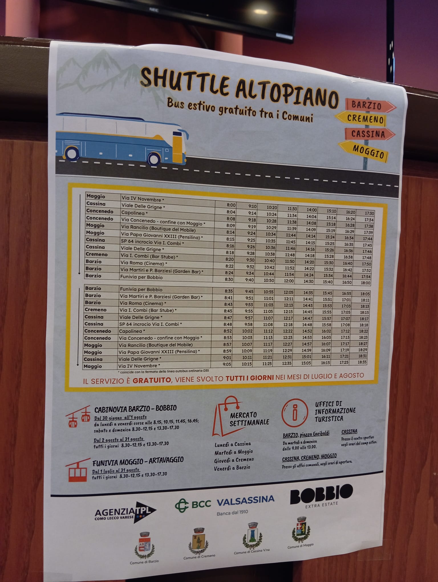 Orari shuttle Altopiano
