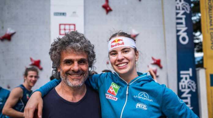 Beatrice Colli protagonista ai World Games di arrampicata in Cina Beatrice Colli con l'allenatore Fabio Palma