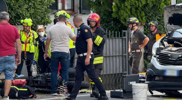 Brutto incidente a Osnago, motociclista soccorso in gravi condizioni