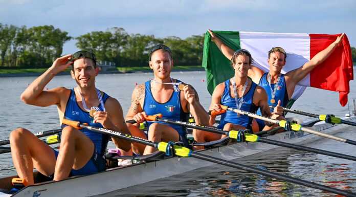 Mondiali Canottaggio 2025: il mandellese Panizza oro con il 4 di coppia Luca Chiumento, Luca Rambaldi, Giacomo Gentili e Andrea Panizza