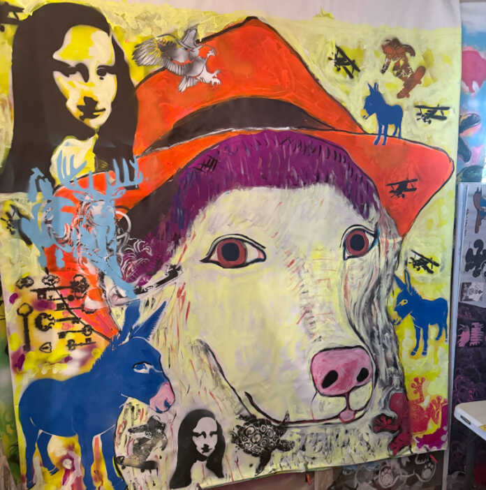 Luois opera di Gilda Oliver 'Dipinto del viaggiatore del tempo n. 3 - Louis visita il passato' di Gilda Oliver