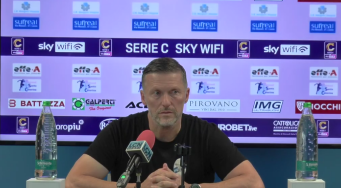 Serie C. Mister Valente sul pareggio con la Giana: “Siamo stati poco pericolosi” Mister Federico Valente, Calcio Lecco