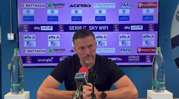 Serie C. Mister Valente sulla sconfitta interna: “Bisogna rialzarsi subito” Mister Federico Valente, Calcio Lecco