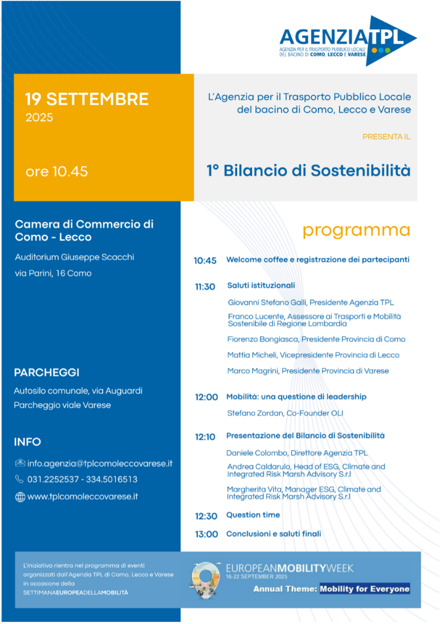 Locandina evento presentazione del Bilancio di Sostenibilità