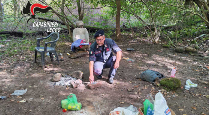 Blitz dei Carabinieri nei boschi di Nibionno e Valgreghentino: smantellati tre bivacchi dello spaccio