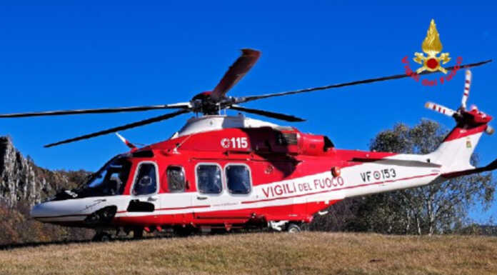 Cacciatore disperso nei boschi sopra Colico: scattano i soccorsi Drago Elisocttero Vigili del Fuoco