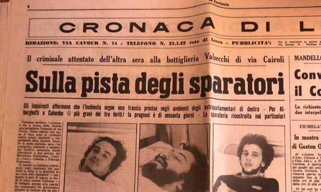 Anpi Lecco: “Cinquant’anni fa a Lecco l’attentato neofascista davanti alla bottiglieria Valsecchi”