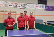 Tennis Tavolo Abbadia. Grandi successi nella quarta Giornata di Campionato Serie C2 Abbadia Lariana. Da sin. Mauro Vassena, Luca Pasini, Giovanni Villa e Luigi Falbo