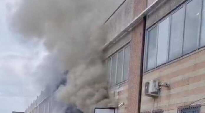 Lomagna, capannone a fuoco in azienda, maxi intervento dei Vigili del Fuoco