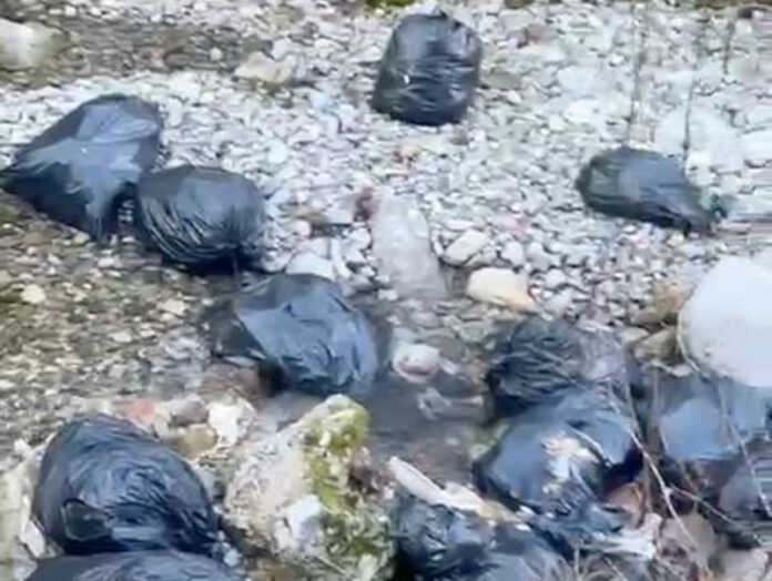 sacchi neri letto alveo torrente pioverna febbraio 2026 (3) sacchi neri letto alveo torrente pioverna febbraio 2026